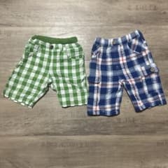 キッズ ハーフパンツ 2枚セット チェック柄　95cmのサムネイル