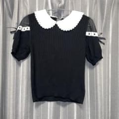 Secret Honey 襟付き 半袖 ニット ブラックのサムネイル