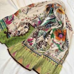 希少 エトロ 大判シルクストール 刺繍 ビーズ装飾 ボタニカル フラワー柄 希少 エトロ 大判シルクストール 刺繍 ビーズ装飾 ボタニカル フラワー