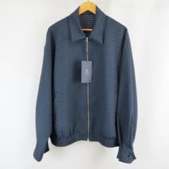 新品 URU ジップアップ チェック ブルゾン ジャケット M メンズ ネイビー 新品 URU ジップアップ チェック ブルゾン ジャケット M メンズ