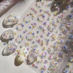 大容量！ネイルシール 5Dフラワー 花柄 カラフル ガーランドリースのサムネイル