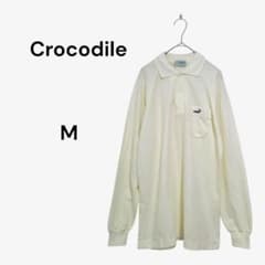 クロコダイル Crocodile 長袖 ポロシャツ 日本製 刺繍ロゴ M 黄色のサムネイル