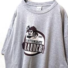 古着　Tシャツ　ギルダン　ミズノ　デザイン　グレー　センターロゴ　両面 US古着】GILDAN ギルダン LZ HOOPS ロゴプリントTシャツ メンズ