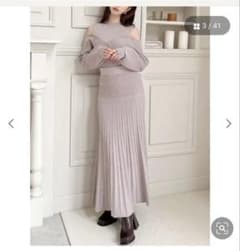 オープンショルダー リブニット上下 Fサイズのサムネイル