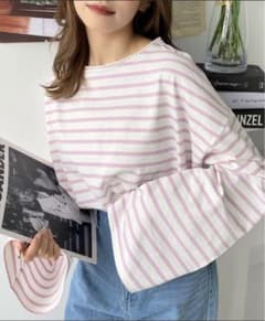 ボーダーパール付きロングスリーブTシャツのサムネイル