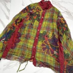 入手困難✨ アルベロベロ 縮絨加工 プリーツ加工 シースルー 長袖シャツ マルチ 入手困難✨ アルベロベロ 縮絨加工 プリーツ加工 シースルー