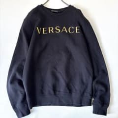 極美品】VERSACH/ヴェルサーチ スウェット 刺繍ロゴ ブラック 裏起毛
