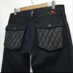 ☆ 美品SKULL FLIGHT スカルフライト レザーポケット ブーツカット