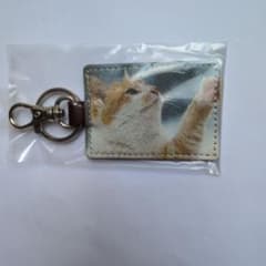 猫柄 牛革キーホルダー 日本製のサムネイル