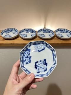 古伊万里　色絵　八角形陶磁器皿 5枚セット　※メルカリのみ出品 5客】古伊万里 染付 八角小鉢 陶芸 骨董品 小皿 取り皿 辻製 ③ - メルカリ