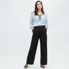 UNIQLOリネンブレンドタックワイドパンツXSのサムネイル