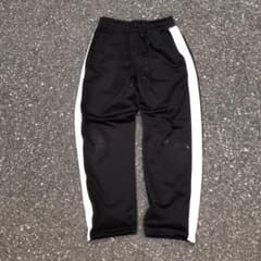 トラックパンツ ブラック ストレート サイドライン S ドローコード