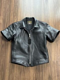 美品レア限定別注VANSON バンソンレザーライダースパンチングメッシュ半袖襟付 美品レア限定別注VANSON バンソンレザーライダースパンチングメッシュ