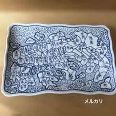 青白磁 波模様 地図 デザイン皿　天保年製　古伊万里？ 青白磁 波模様 地図 デザイン皿 天保年製 古伊万里？ 大皿 - メルカリ