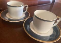 Adam & Eve カップ＆ソーサー 2客セット ネイビー 金彩　ヴィンテージのサムネイル