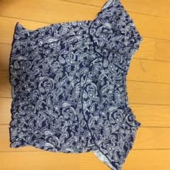 ボヘミアン柄 ブラウス 紺のサムネイル