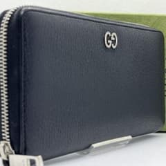 【極美品】グッチ 長財布 ラウンドジップ レザー ドリアン ロゴ金具 ブラック 美品✨グッチ 長財布 ラウンドファスナー ドリアン レザー 金具 黒