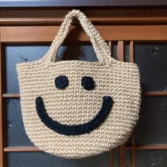 麻紐　ニコちゃんトートバッグ　ハンドメイドのサムネイル