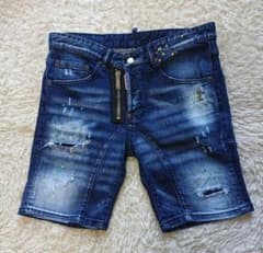 DSQUARED2 デニムショートパンツ 50 ペイント加工 イタリア製 洗濯済