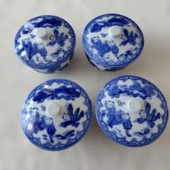 唐子 鍋島 有田焼 染付 印判 藍 鍋島焼 和食器 湯飲み 4個セット