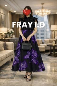 フラワージャガードスカート　FRAY I.D ネイビーパープルのサムネイル