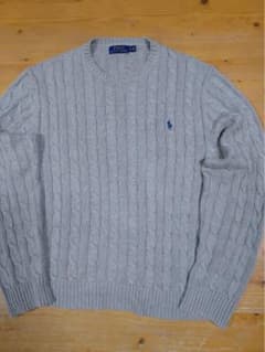 Polo Ralph Lauren グレー ケーブルニットセーター Mのサムネイル