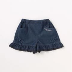 メゾピアノ デニム風ショートパンツ フリル リボン 女の子のサムネイル