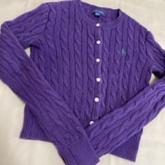 RALPH LAUREN キッズ ケーブルニット カーディガン 紫 140cmのサムネイル