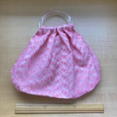 ハンドメイド グラニーバッグ ピンク 花柄 クリアハンドルのサムネイル
