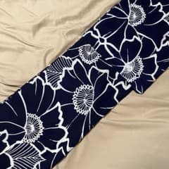 本染 浴衣 綿 濃紺 白 花柄 手縫い リメイク素材 肩当て 居敷当て