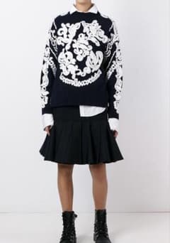 サカイ　サイドジップフローラルウール100%ニット　長袖　コンヒョジン　日本製 サカイ サイドジップフローラルウール100%ニット 長袖 コンヒョジン