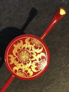 本金蒔絵　本漆塗　朱漆　平打ち簪　桜のサムネイル