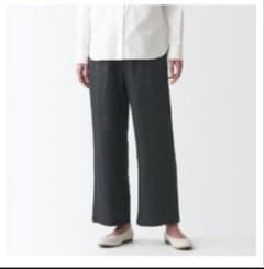 美品⭐︎無印良品 フレンチリネンストレートパンツ 婦人ＸＬ・ダークグレーのサムネイル