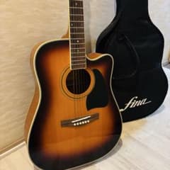 【美品！】　fina アコースティックギター サンバースト ６弦　FAW-800 美品！】 fina アコースティックギター サンバースト 6弦 FAW-800