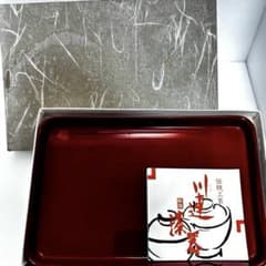 【箱・栞付き】秋田 川連漆器 朱塗り 長角盆 お盆 トレー 伝統工芸のサムネイル