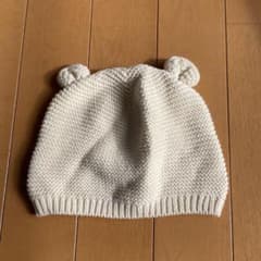 【babyGAP】ベビー用 くま耳 ニット帽子 オフホワイトのサムネイル