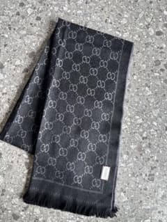 GUCCI GG柄 マフラー ウール100% ブラック×グレーのサムネイル