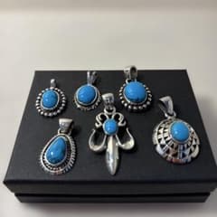 ⁠【極美品】シルバー925 ターコイズ ペンダントトップ 6点 総重量39g⁠ 極美品】シルバー925 ターコイズ ペンダントトップ 6点 総重量39g