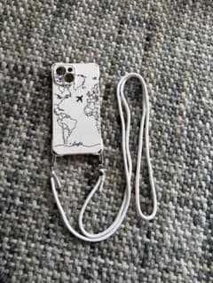 美品　オシャレ　世界地図　飛行機 iPhone15 ケース ストラップ付きのサムネイル