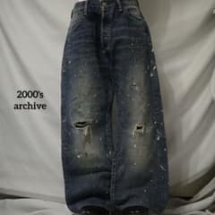 2000's archive paint grunge denim pants - メルカリ