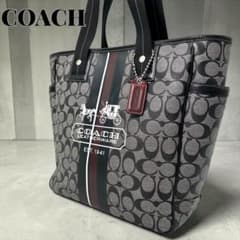 COACH ダークグレー トートバッグ COACH 70074 トートバッグ シグネチャー ブラック 肩掛け A4収納