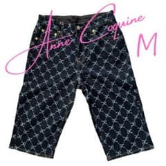 アンコキーヌ モノグラムジャカードバミューダパンツ インディゴ M 未使用221 アンコキーヌ モノグラムジャカードバミューダパンツ インディゴ M 未