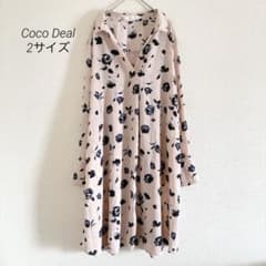 Coco Deal Floral Collared Long-Sleeve Dress, Size 2, Salmon Pink, Ribbon Sleeves, Loose Fit