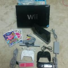 wii セット 黒 コントローラ、ソフト2本付きのサムネイル