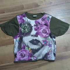 花柄ビーズ装飾Tシャツのサムネイル