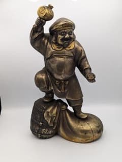 12号 千両大黒 38cm 越井栄山 作 銅製 高岡銅器 骨董品 美術品 大黒天 