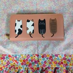 猫柄 ラウンドファスナー長財布 ピンクのサムネイル