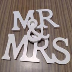 MR & MRS ウェルカムボード用 木製オブジェ ホワイトのサムネイル