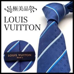 ☆極美品　試着程度☆ルイ ヴィトン　モノグラム　ネクタイ(ブルー／青色) 極美品꧂ ルイヴィトン ネクタイ ナロータイ モノグラム LV ロゴ
