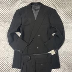 メンズ特大！カネボウブラックダブルスーツ　AB9/3XL  礼服・冠婚葬祭に！のサムネイル
